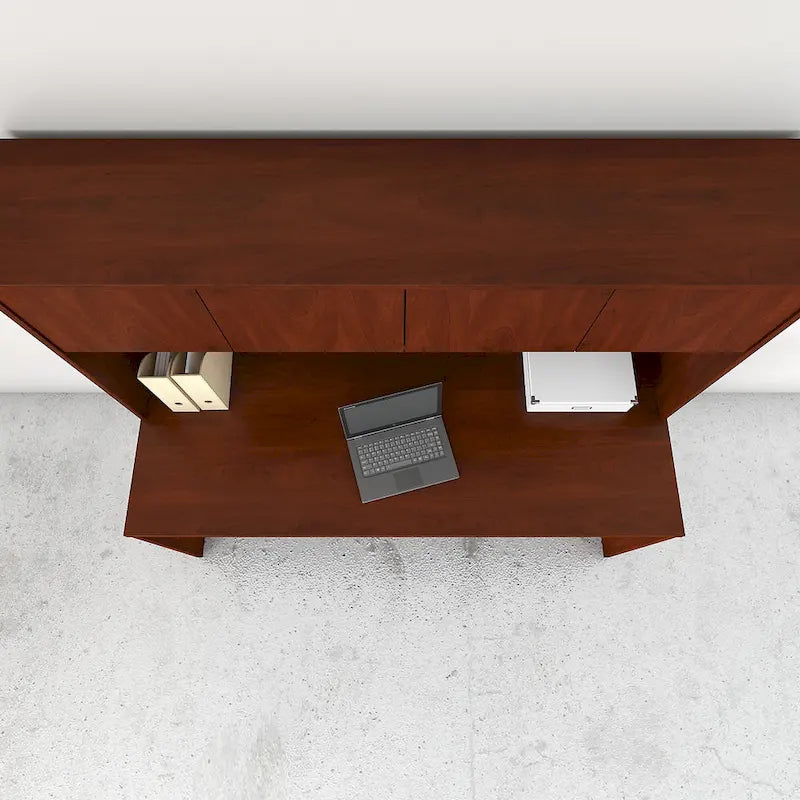 Haut de bureau à 4 portes blanc, unité de rangement supérieure de 183 cm de large pour un seul utilisateur