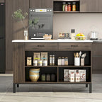 Bahut/buffet marron à 2 tiroirs avec étagère inférieure, largeur 140 cm