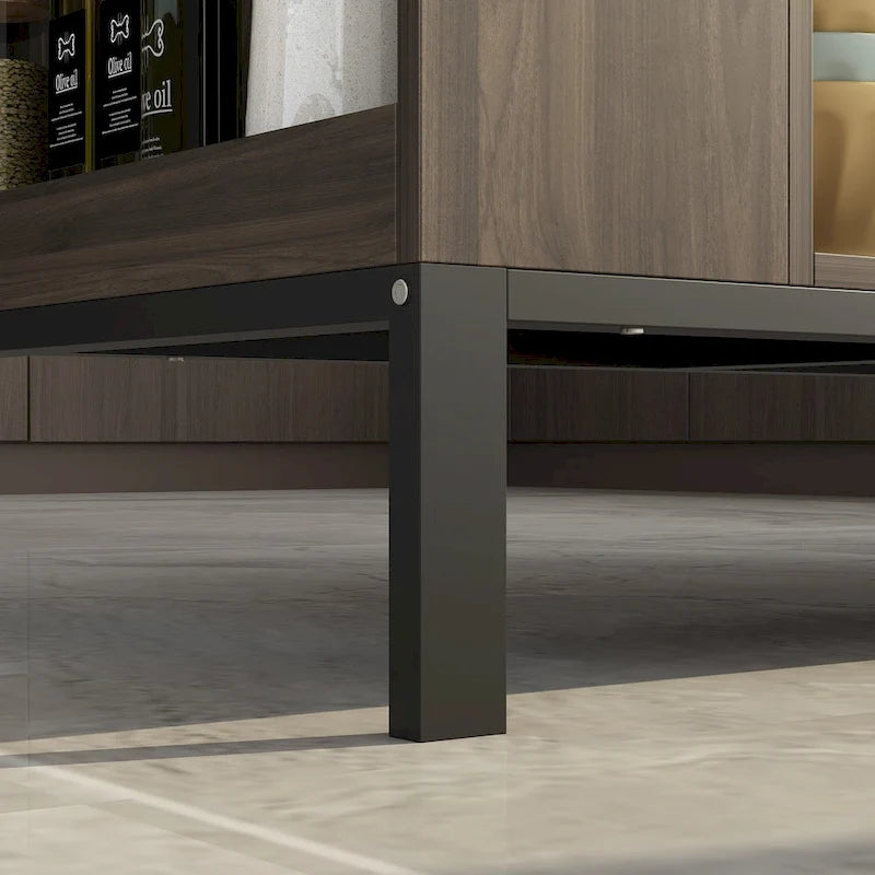 Bahut/buffet marron à 2 tiroirs avec étagère inférieure, largeur 140 cm