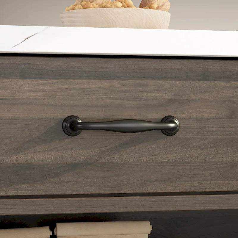 Bahut/buffet marron à 2 tiroirs avec étagère inférieure, largeur 140 cm