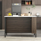 Bahut/buffet marron à 2 tiroirs avec étagère inférieure, largeur 140 cm