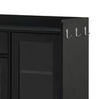 Meuble de rangement pour chaussures blanc et noir avec portes vitrées et poignées dorées