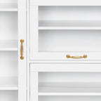 Meuble de rangement pour chaussures blanc et noir avec portes vitrées et poignées dorées