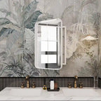 Armoire de toilette encastrée à cadre métallique noir/blanc avec miroir, 16x24 po