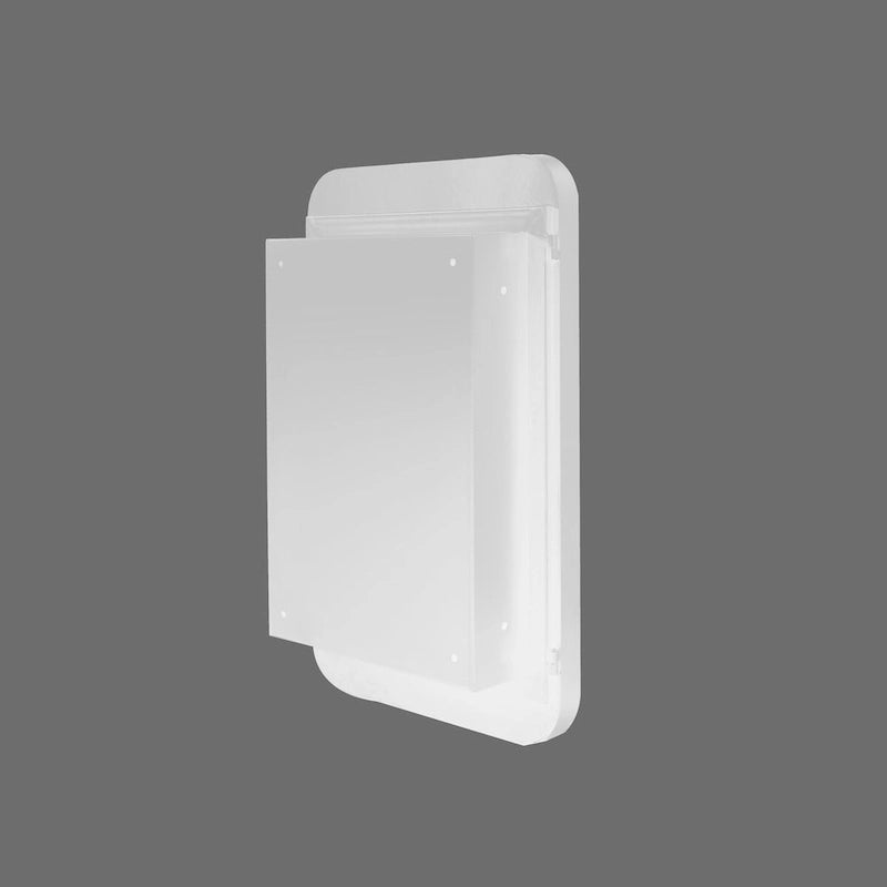 Armoire de toilette encastrée à cadre métallique noir/blanc avec miroir, 16x24 po