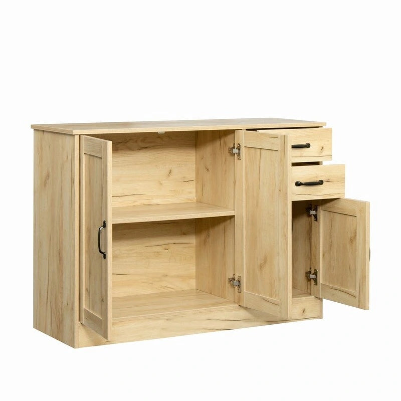Buffet 3 portes 2 tiroirs en noyer/chêne, simple
