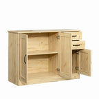 Buffet 3 portes 2 tiroirs en noyer/chêne, simple