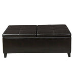 Banc de rangement en similicuir marron, 2 places