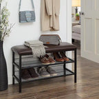 Banc de rangement noir robuste, 1-2 personnes, 79,5 x 34 cm