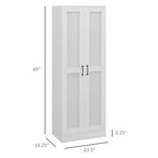 Meuble de rangement haut blanc avec portes à fermeture amortie et étagères réglables