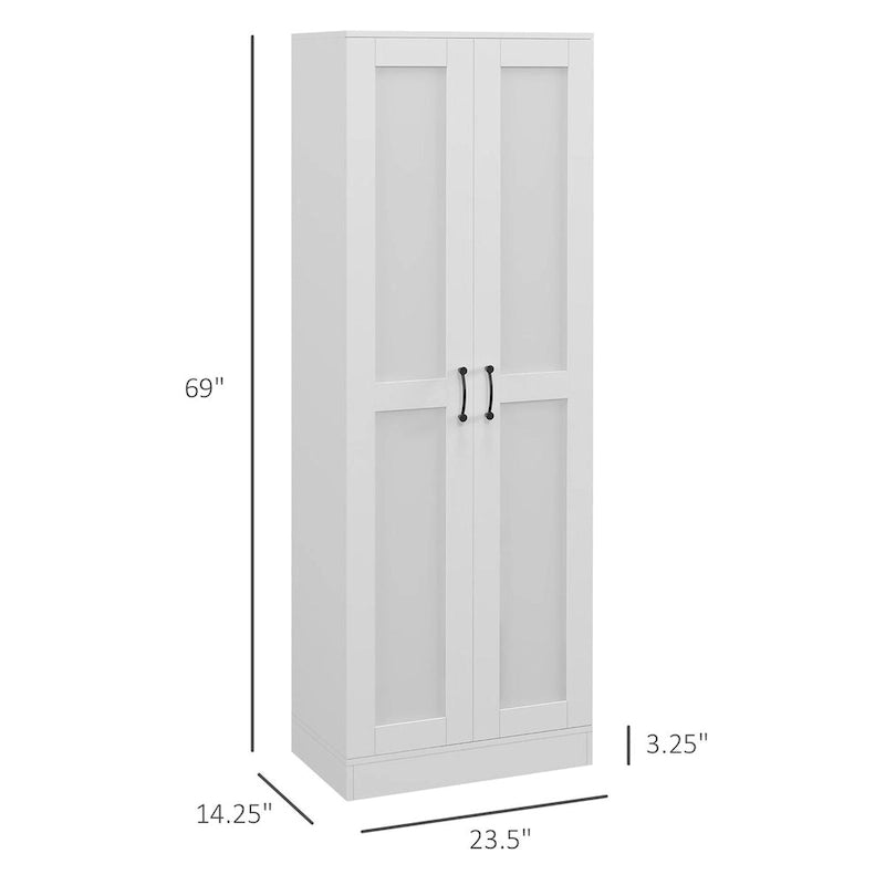 Meuble de rangement haut blanc avec portes à fermeture amortie et étagères réglables