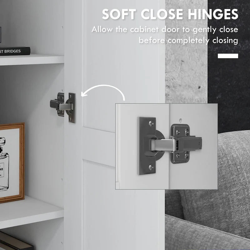 Meuble de rangement haut blanc avec portes à fermeture amortie et étagères réglables