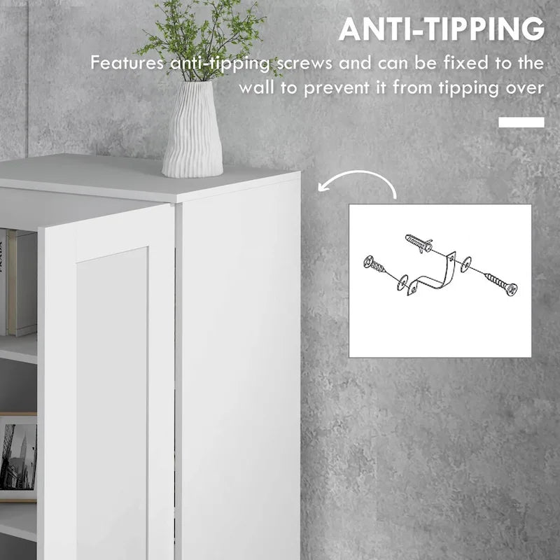 Meuble de rangement haut blanc avec portes à fermeture amortie et étagères réglables
