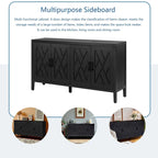 Buffet 4 portes noir, style rustique, finition bois