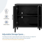 Buffet 4 portes noir, style rustique, finition bois