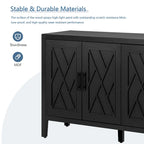 Buffet 4 portes noir, style rustique, finition bois
