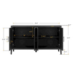 Buffet 4 portes noir, style rustique, finition bois