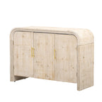 Buffet incurvé à 3 portes avec poignées dorées en bois naturel vieilli/noir antique