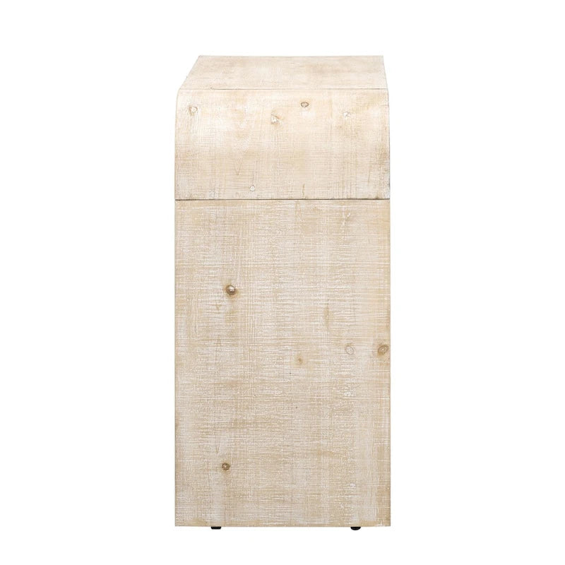 Buffet incurvé à 3 portes avec poignées dorées en bois naturel vieilli/noir antique