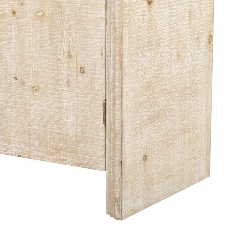 Buffet incurvé à 3 portes avec poignées dorées en bois naturel vieilli/noir antique