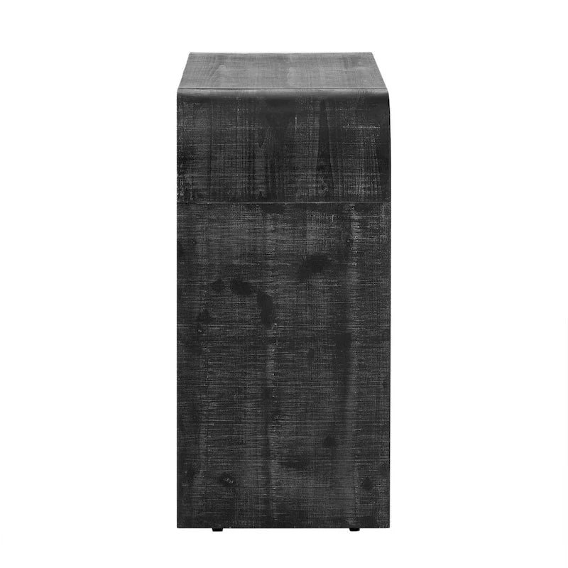 Buffet incurvé à 3 portes avec poignées dorées en bois naturel vieilli/noir antique