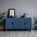 Buffet vintage 4 portes bleu marine antique / gris foncé