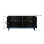 Buffet vintage 4 portes bleu marine antique / gris foncé