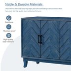 Buffet vintage 4 portes bleu marine antique / gris foncé
