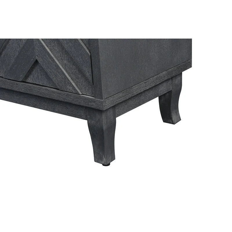 Buffet vintage 4 portes bleu marine antique / gris foncé