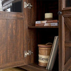 Meuble de rangement 3 portes gris/espresso avec panneaux en verre et poignées en métal