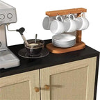 Buffet bahut en rotin 2 portes, blanc/naturel/noir