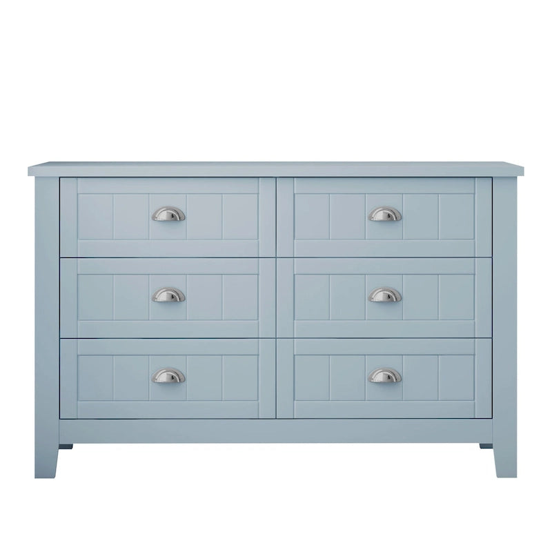 Meuble d'appoint 4 tiroirs noir et gris-bleu, poignée coquille rétro