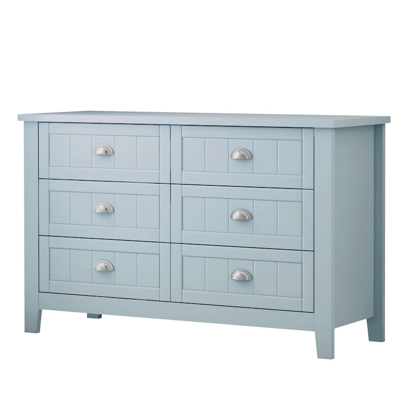Meuble d'appoint 4 tiroirs noir et gris-bleu, poignée coquille rétro
