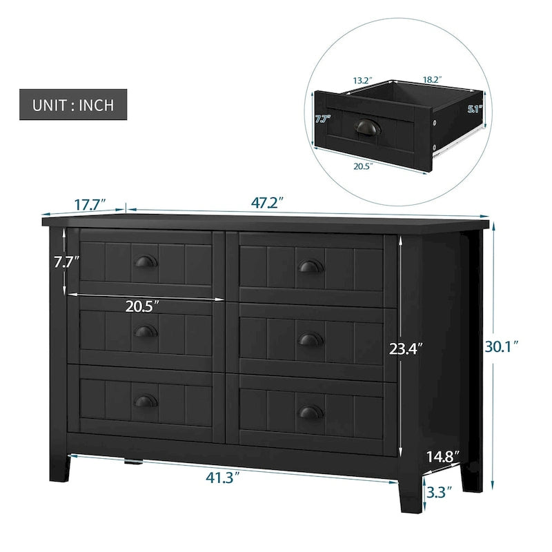 Meuble d'appoint 4 tiroirs noir et gris-bleu, poignée coquille rétro