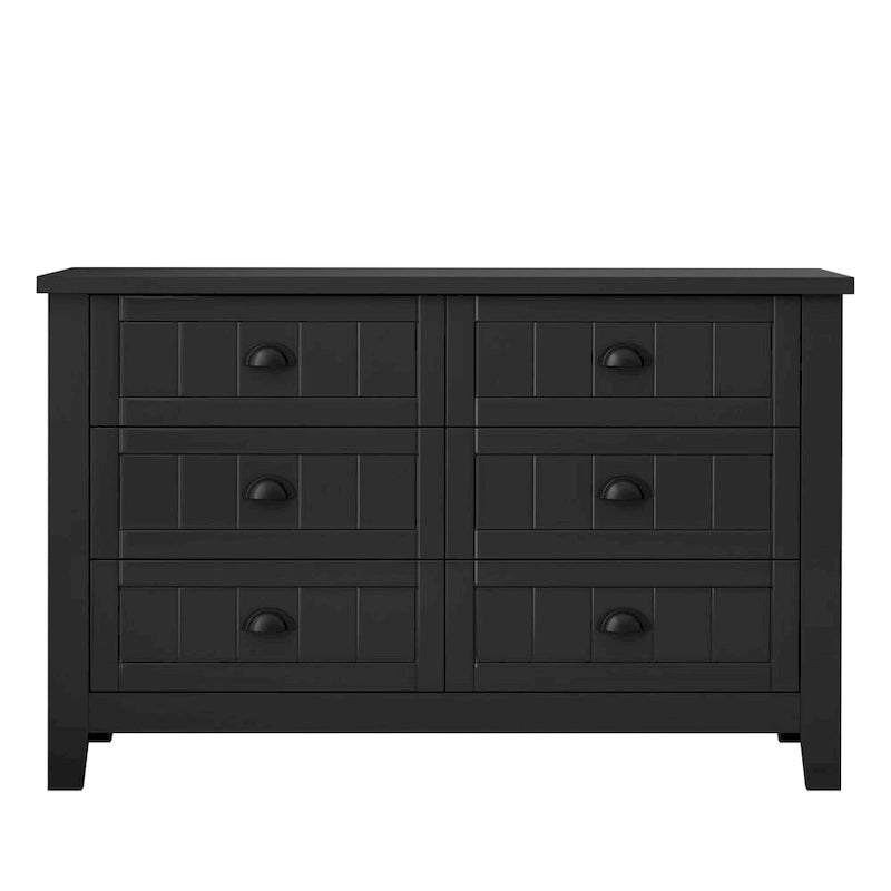 Meuble d'appoint 4 tiroirs noir et gris-bleu, poignée coquille rétro