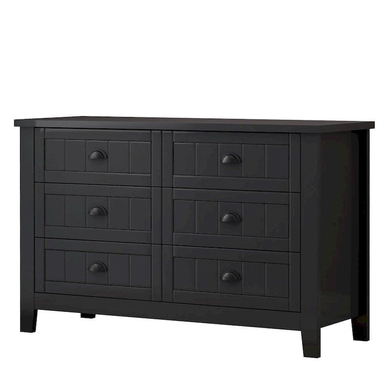 Meuble d'appoint 4 tiroirs noir et gris-bleu, poignée coquille rétro