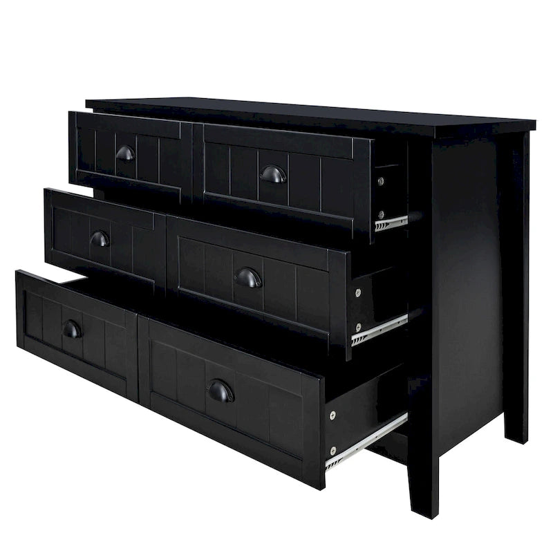 Meuble d'appoint 4 tiroirs noir et gris-bleu, poignée coquille rétro