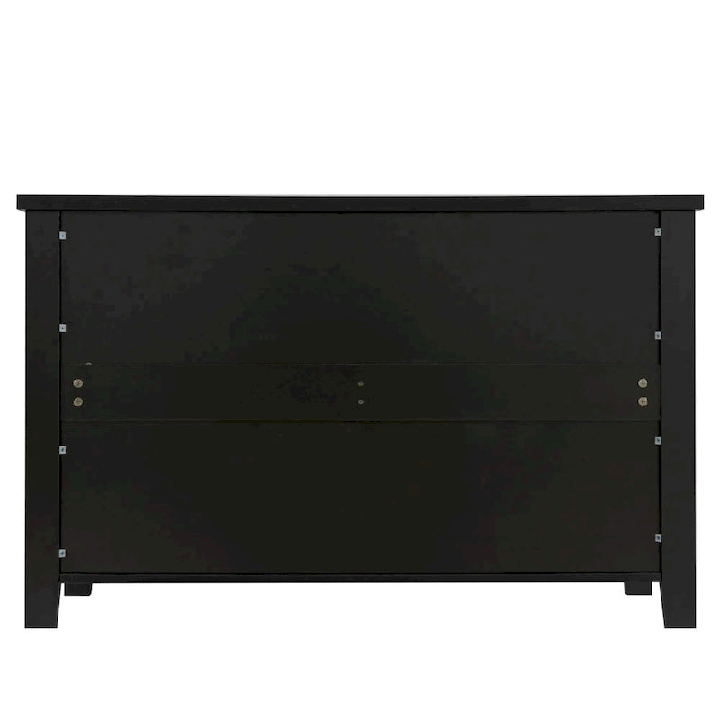 Meuble d'appoint 4 tiroirs noir et gris-bleu, poignée coquille rétro