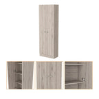 Armoire de rangement haute gris clair à 2 portes et 5 étagères – Simple