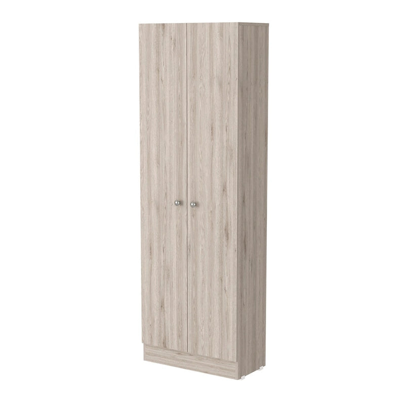 Armoire de rangement haute gris clair à 2 portes et 5 étagères – Simple