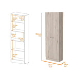 Armoire de rangement haute gris clair à 2 portes et 5 étagères – Simple