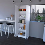 Armoire de rangement haute gris clair à 2 portes et 5 étagères – Simple