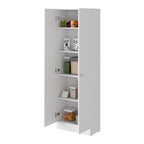 Armoire de rangement haute gris clair à 2 portes et 5 étagères – Simple