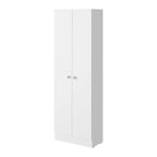 Armoire de rangement haute gris clair à 2 portes et 5 étagères – Simple