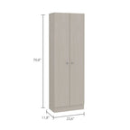 Armoire de rangement haute gris clair à 2 portes et 5 étagères – Simple