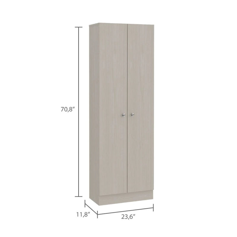 Armoire de rangement haute gris clair à 2 portes et 5 étagères – Simple