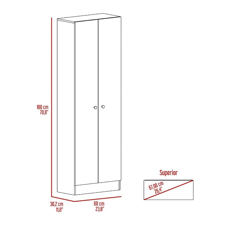Armoire de rangement haute gris clair à 2 portes et 5 étagères – Simple