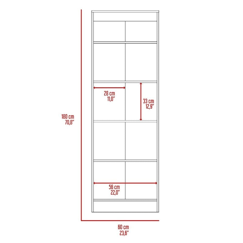 Armoire de rangement haute gris clair à 2 portes et 5 étagères – Simple