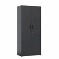 Armoire de rangement métallique blanche à 2 portes avec 4 étagères réglables, usage individuel