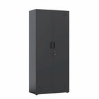 Armoire de rangement métallique blanche à 2 portes avec 4 étagères réglables, usage individuel